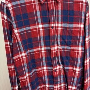 Banana Republic Red & Blue Plaid Flannel Button Down Shirt